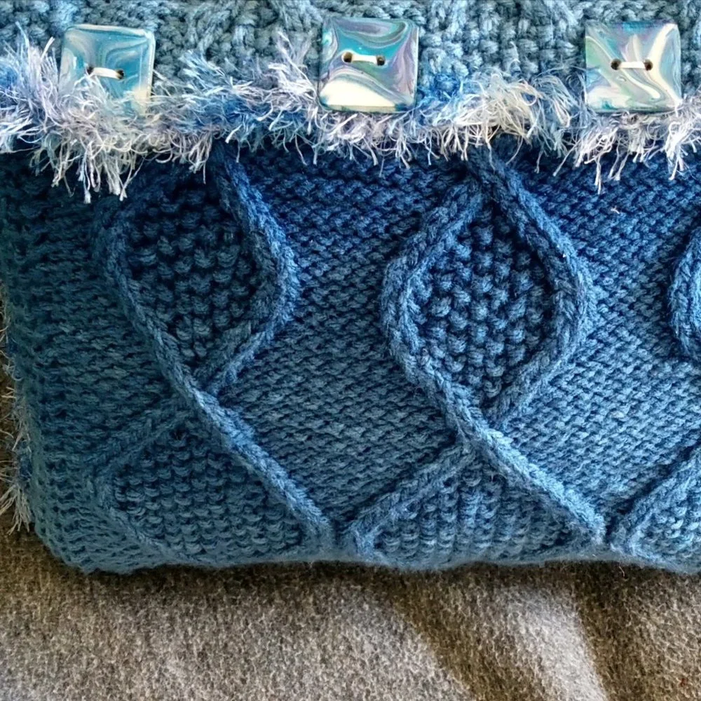 Hand Crafted Knit Pillow Ombre Cable Designer Throw Home Decor Cerulean …